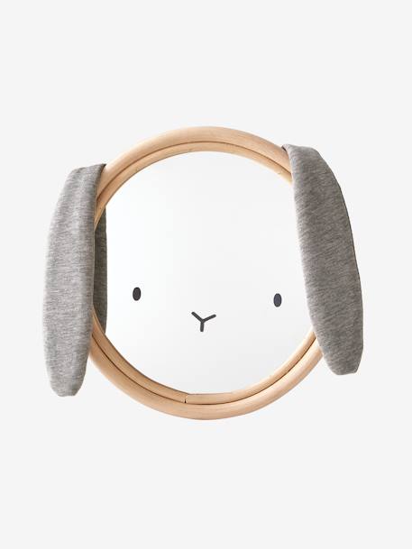 Miroir Lapin tissu et rotin gris chiné 1 - vertbaudet enfant 