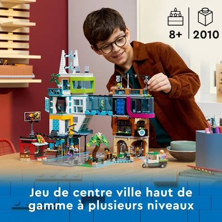 LEGO® City 60380 Le Centre-Ville, Jouet de Maquettes avec Salon de Coiffure, Vétérinaire, et Hôtel BLEU 6 - vertbaudet enfant 