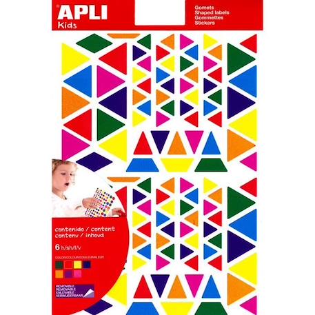 Apli - 720 Gommettes auto-adhésives triangle couleurs assorties ROUGE 1 - vertbaudet enfant 