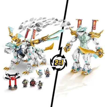 LEGO® NINJAGO 71786 La Créature Dragon de Glace de Zane, Jouet 2-en-1, Figurine de Dragon et Minifigurines BLANC 3 - vertbaudet enfant 