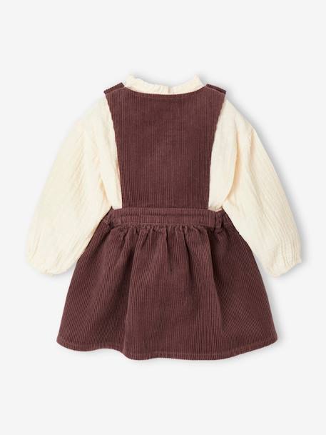 Ensemble bébé blouse et robe-tablier en velours côtelé bordeaux 4 - vertbaudet enfant 