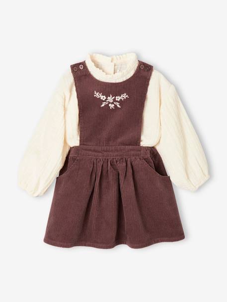 Bébé-Ensemble-Ensemble bébé blouse et robe-tablier en velours côtelé