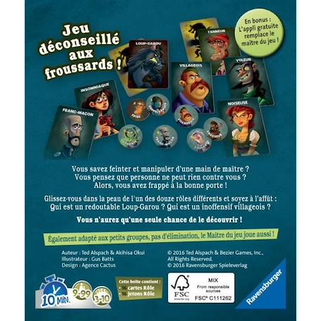 Loup Garou pour une Nuit  - Ravensburger - Jeu d'ambiance Enfants et Adultes - Jeu de rôle - 3 à 10 joueurs dès 9 ans NOIR 3 - vertbaudet enfant 