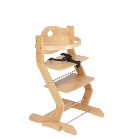 Chaise haute évolutive - TISSI - Bois naturel - Réglable - Harnais 3 points BEIGE 1 - vertbaudet enfant 