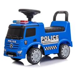 Jouet-Premier âge-Bascules, chariots de marche, trotteurs et porteurs-Porteur Mercedes Antos Police Truck pour enfant - Milly Mally - Bleu - Jouet en plastique avec 4 roues