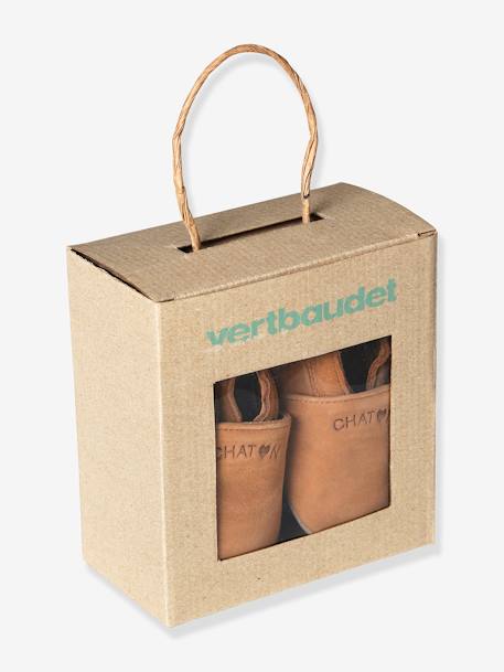 Chaussons élastiqués en cuir souple bébé chocolat 2 - vertbaudet enfant 