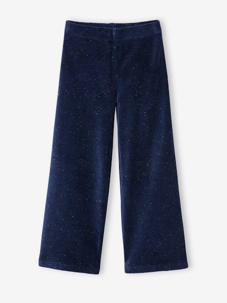 Legging large en velours côtelé irisé fille marine 1 - vertbaudet enfant 