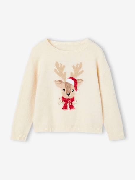 Coffret de Noël pull jacquard motif animal + accessoire fille écru+rose poudré 7 - vertbaudet enfant 