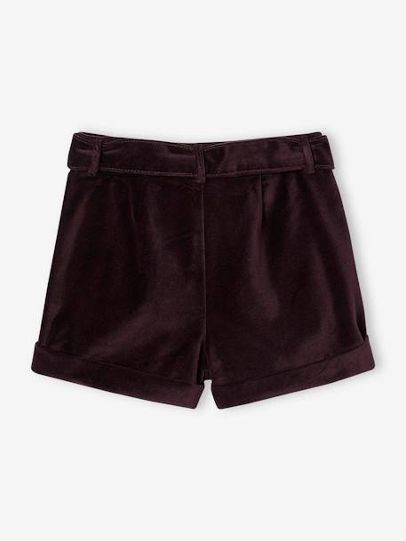 Short fantaisie en velours lisse fille aubergine+marine+rouge 2 - vertbaudet enfant 