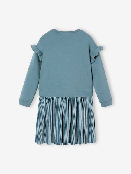 Robe de fête bi-matière fille étoiles en sequins fille bleu grisé+rose 2 - vertbaudet enfant 