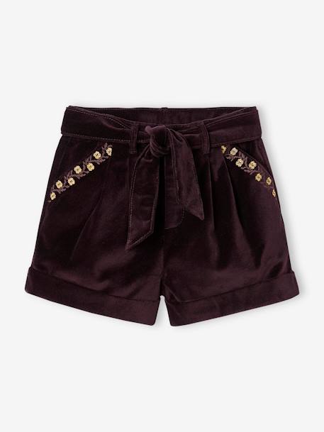 Fille-Short-Short fantaisie en velours lisse fille