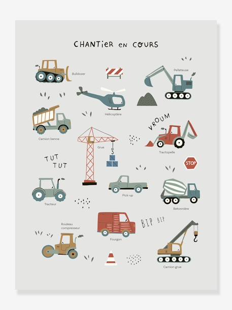 Affiche engins de chantiers écru 1 - vertbaudet enfant 