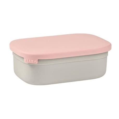 BEABA, Boîte repas enfant en inox, couvercle en silicone et housse de protection, Gris velours et rose poudré ROSE 3 - vertbaudet enfant 