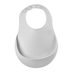 Béaba Repas Bavoir Silicone Gris Clair  - vertbaudet enfant