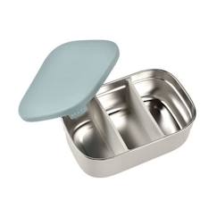 BEABA, Boîte repas enfant en inox, couvercle en silicone et housse de protection, Gris velours et bleu  - vertbaudet enfant