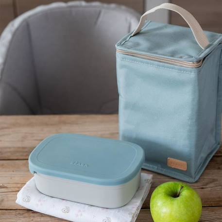 BEABA, Boîte repas enfant en inox, couvercle en silicone et housse de protection, Gris velours et bleu BLEU 2 - vertbaudet enfant 