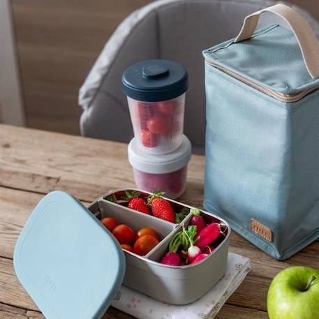 BEABA, Boîte repas enfant en inox, couvercle en silicone et housse de protection, Gris velours et bleu BLEU 3 - vertbaudet enfant 