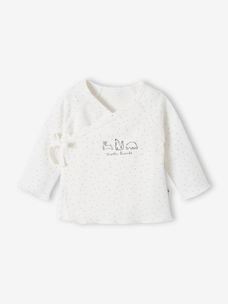 Brassière bébé naissance en coton bio blanc imprimé+écru 2 - vertbaudet enfant 