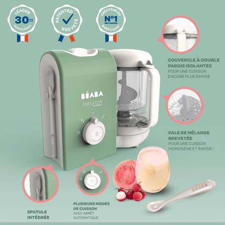 BEABA, Babycook express, robot bébé, 4 en 1 mixeur-cuiseur, vert sauge VERT 4 - vertbaudet enfant 