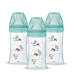 Lot de 3 Biberons DODIE Anti-Colique Initiation+ - Verre - 270ml - 0-6 Mois - Tétine Ronde - Débit 2  - vertbaudet enfant