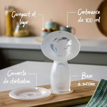 TOMMEE TIPPEE Tire-lait nomade en silicone, couvercle de stérilisation, 100ml BLANC 3 - vertbaudet enfant 