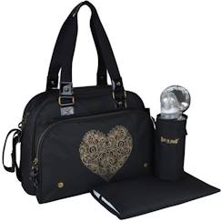 Puériculture-Sac à langer-BABY ON BOARD Sac à langer Simply Premium + accessoires - Noir cœur doré