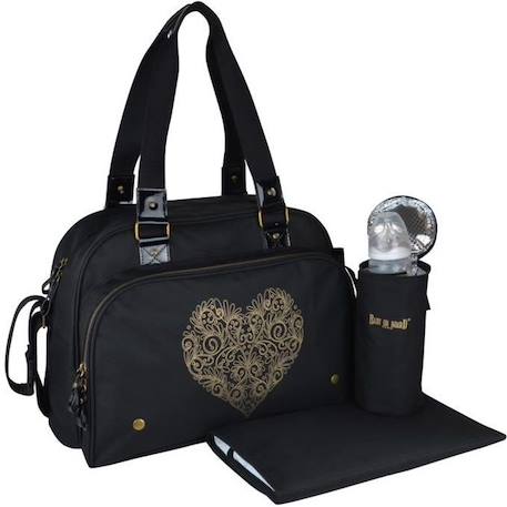 BABY ON BOARD Sac à langer Simply Premium + accessoires - Noir cœur doré NOIR 1 - vertbaudet enfant 