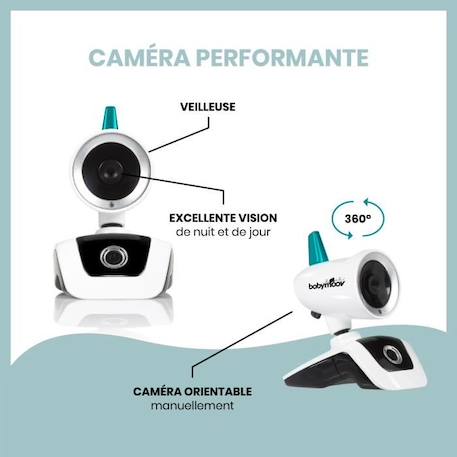 Babymoov Babyphone Video YOO Care - Caméra Orientable à 360° & Ecran 2,4' BLANC 3 - vertbaudet enfant 