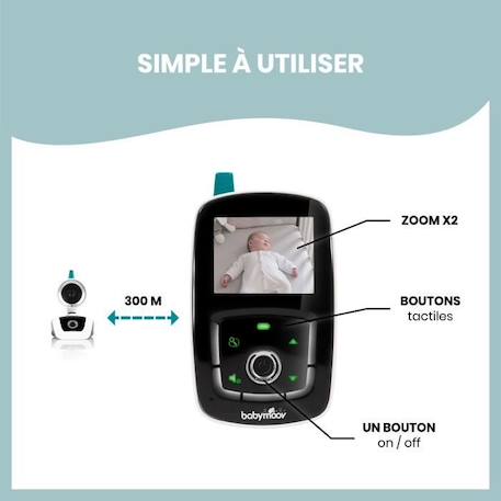 Babymoov Babyphone Video YOO Care - Caméra Orientable à 360° & Ecran 2,4' BLANC 4 - vertbaudet enfant 