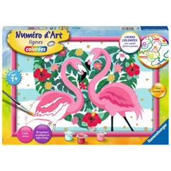 Jouet-Activités artistiques et musicales-Tableaux, dessin et peinture-Numéro d'art - grand format - Flamingos amoureux - Ravensburger - Kit complet de Peinture au numéro - Dès 9 ans