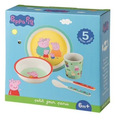 Coffret repas Peppa Pig Petit Jour Paris Multicolore - PETIT JOUR - Coffret repas - Jaune - Melamine - 6 mois JAUNE 3 - vertbaudet enfant 