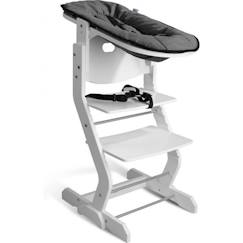 Puériculture-Chaise haute blanche avec attache bébé - TISSI - Réglable - Mixte - Enfant - Gris