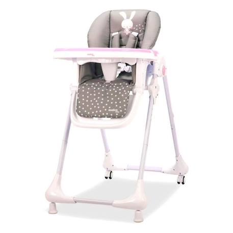 Chaise haute réglable Asalvo Baby Rabbit Rose - 0 mois à 3 ans - Bac à nourriture double BLANC 1 - vertbaudet enfant 