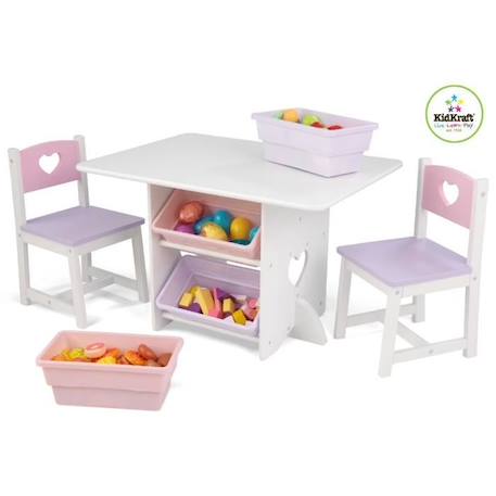 Ensemble table et chaises en bois pour enfant - KIDKRAFT - Cœur - Avec 4 bacs de rangement ROSE 2 - vertbaudet enfant 