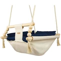 Jouet-Bascule pour bébé - VELINDA - Style scandinave - Inclinaison ajustable - Crème, Bleu marine