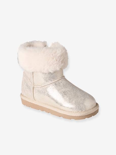 Boots déperlantes zippées fourrées fille beige doré+gris+marron 1 - vertbaudet enfant 