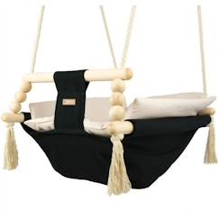 Jouet-Premier âge-Bascules, chariots de marche, trotteurs et porteurs-Bascule pour bébé - VELINDA - Noir - Style scandinave - Inclinaison ajustable - Ceinture de sécurité