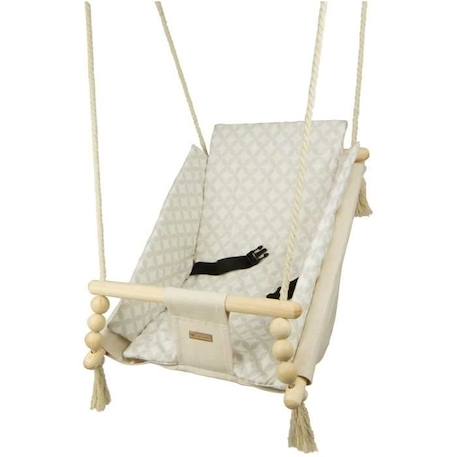 Bascule pour bébé Velinda - Style scandinave - Crème, carreaux crème BEIGE 3 - vertbaudet enfant 