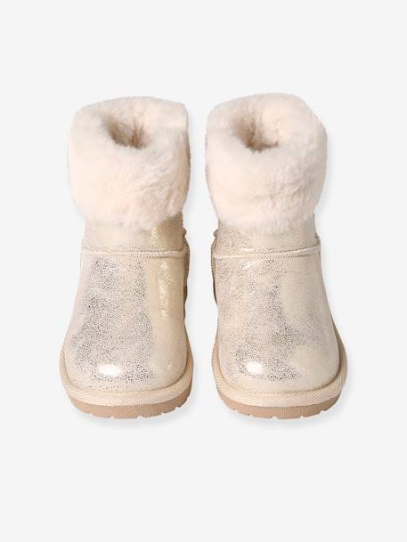 Boots déperlantes zippées fourrées fille beige doré+gris+marron 4 - vertbaudet enfant 