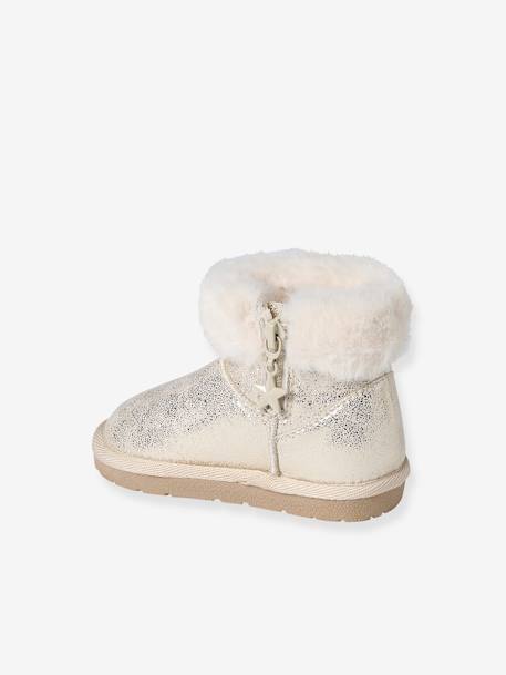 Boots déperlantes zippées fourrées bébé beige doré 3 - vertbaudet enfant 