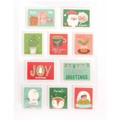 Linge de maison et décoration-Décoration-Stickers timbres Noël effet 3D glitter - Graine Creative - Lot de 10