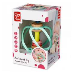 Jouet-Jouet pour bébé - HAPE - Hochet pomme en bois et silicone - Vert - Mixte - A partir de 10 mois