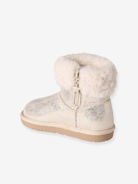 Boots déperlantes zippées fourrées fille beige doré+gris+marron 3 - vertbaudet enfant 