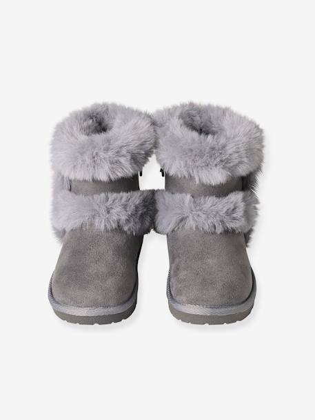 Boots déperlantes zippées fourrées fille beige doré+gris+marron 9 - vertbaudet enfant 