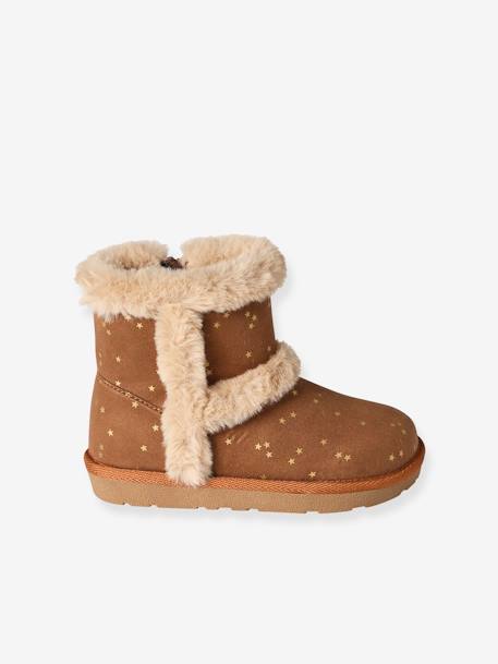 Boots déperlantes zippées fourrées fille beige doré+gris+marron 13 - vertbaudet enfant 