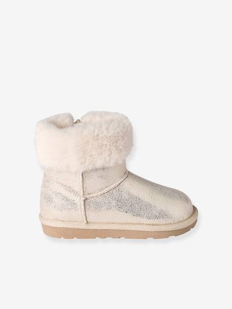 Boots déperlantes zippées fourrées fille beige doré+gris+marron 2 - vertbaudet enfant 