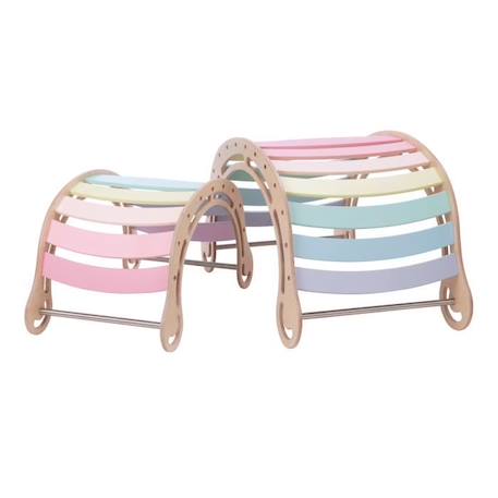 KateHaa - Bascule XXL Waldorf en bois aux couleurs pastel - Arche d'escalade intérieure / Structure d'escalade pour enfants MARRON 3 - vertbaudet enfant 