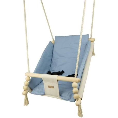 Bascule pour bébé Velinda - Style scandinave - En bois et coton de haute qualité - Crème, bleu clair BLEU 4 - vertbaudet enfant 