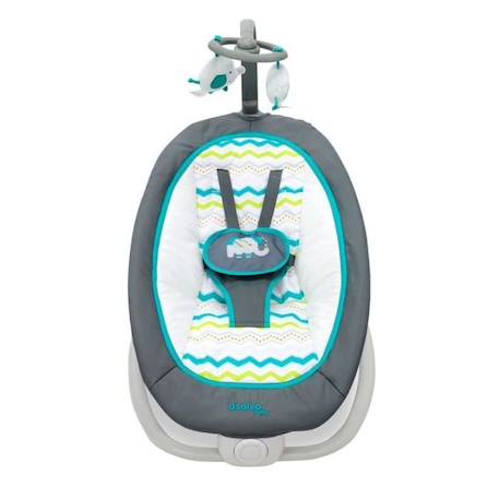 Transat pliable pour enfant - ASALVO - Elephant Aqua - Dossier 4 positions - Barre à jouets amovible BLANC 1 - vertbaudet enfant 