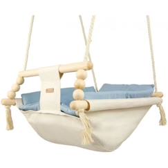 Bascule pour bébé Velinda - Style scandinave - En bois et coton de haute qualité - Crème, bleu clair  - vertbaudet enfant